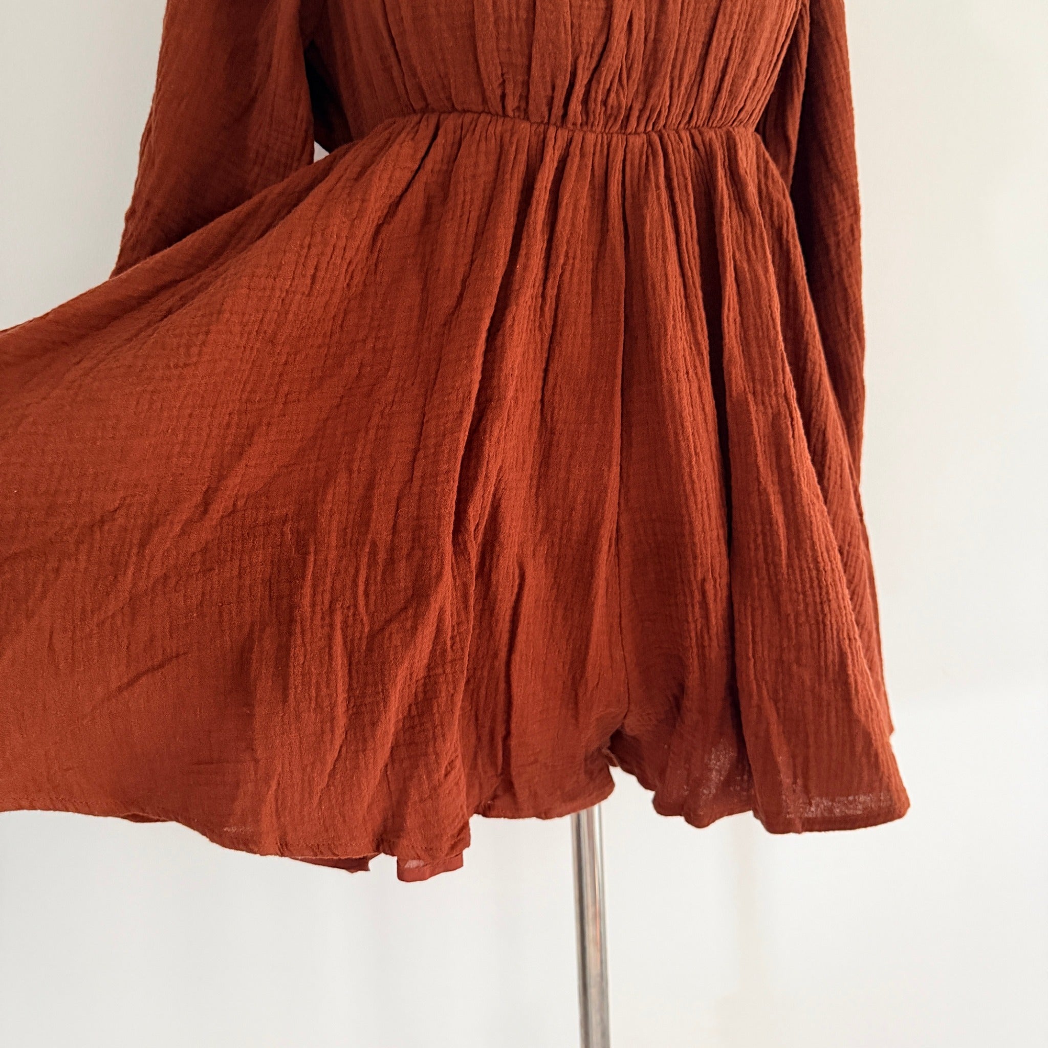 Princess Polly Rust Brown Cotton Gauze Long Sleeve Romper Size 6 Boho BNWT - Image 18