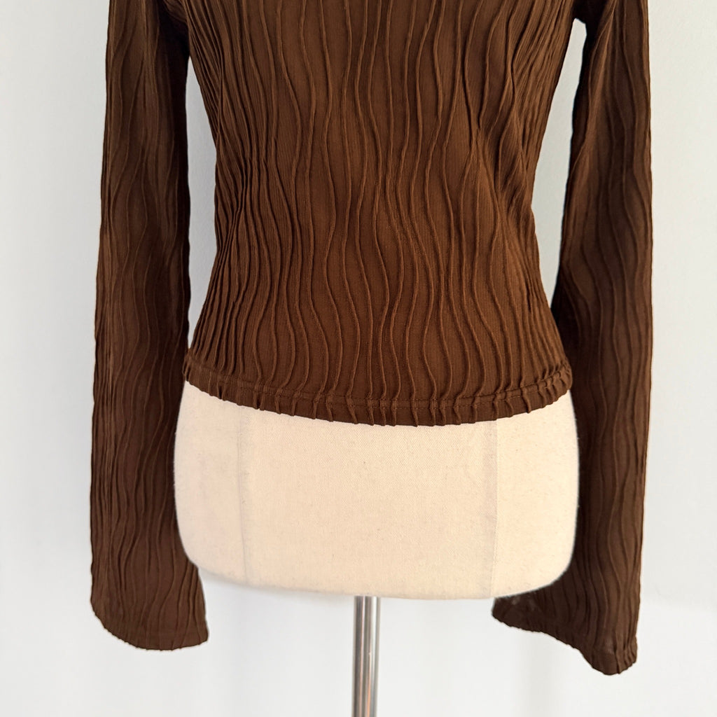 Dazie Womens Brown Polyester Elastane Long Sleeve Textured Top Size 6 Casual - Image 16