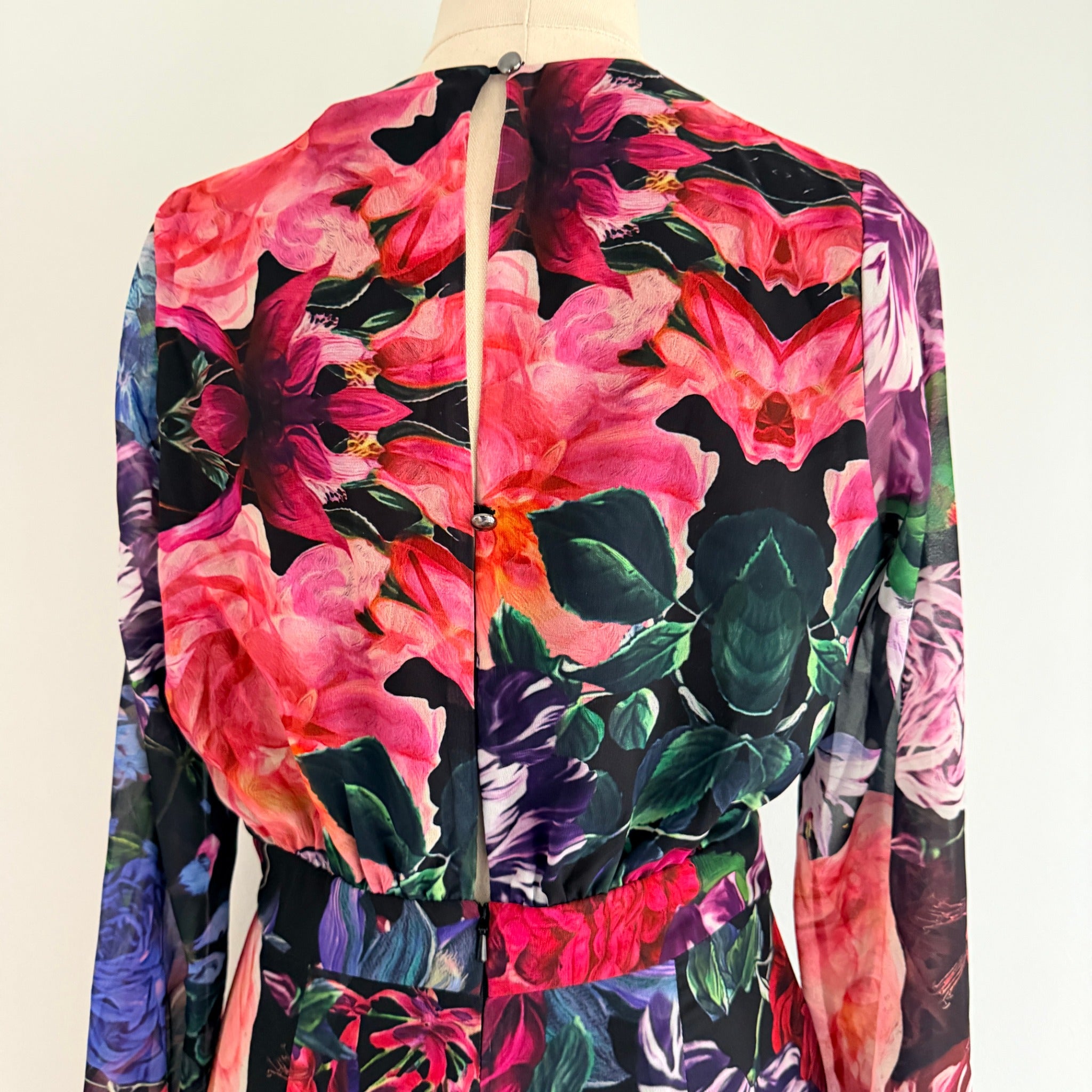 Sheike Floral Print Tie-Front Long Sleeve Mini Dress Size 8 - Image 19