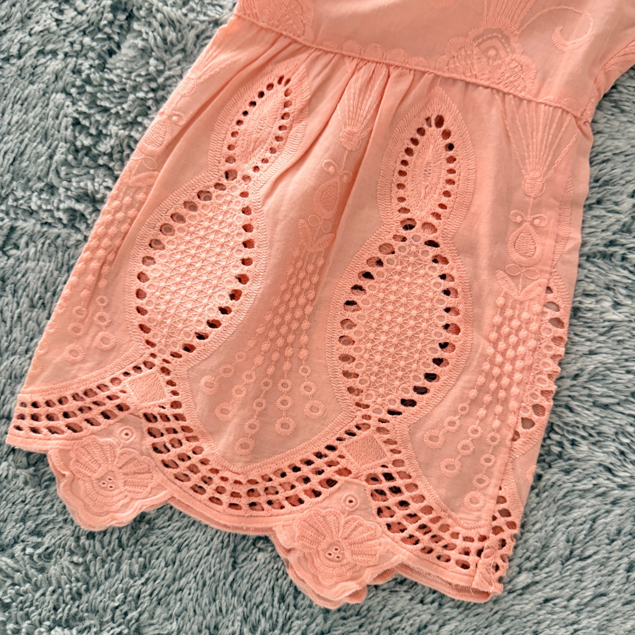 Established Peach Cotton Eyelet Lace Tunic Top Size 14 BNWT Boho Casual - Image 13