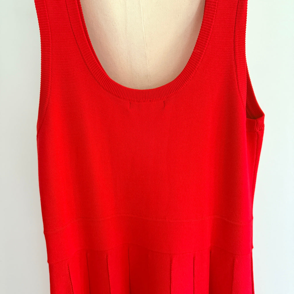 Red Knit Sleeveless Dress Textured Pleated Skirt Size XL NWT Casual - Image 4