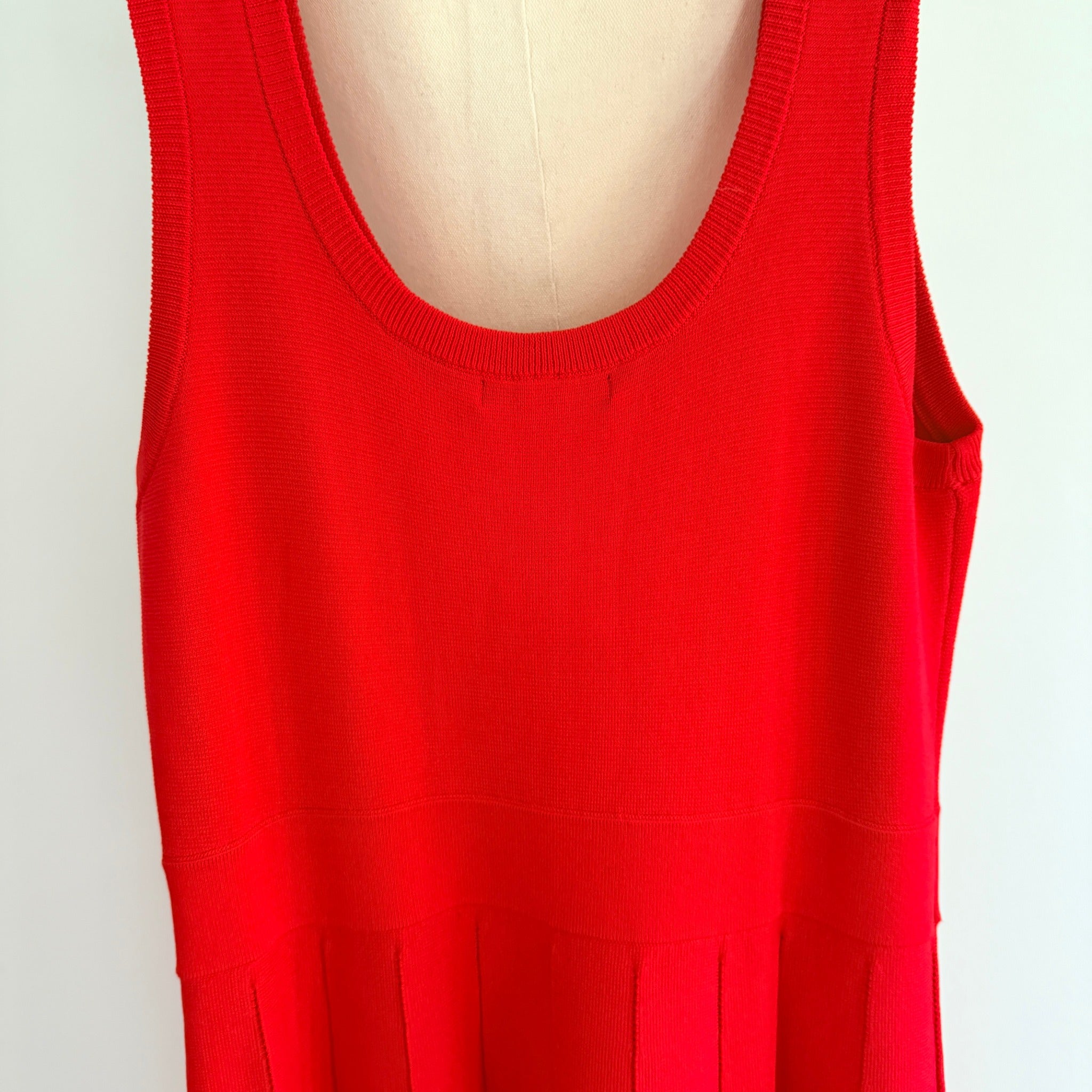 Red Knit Sleeveless Dress Textured Pleated Skirt Size XL NWT Casual - Image 4