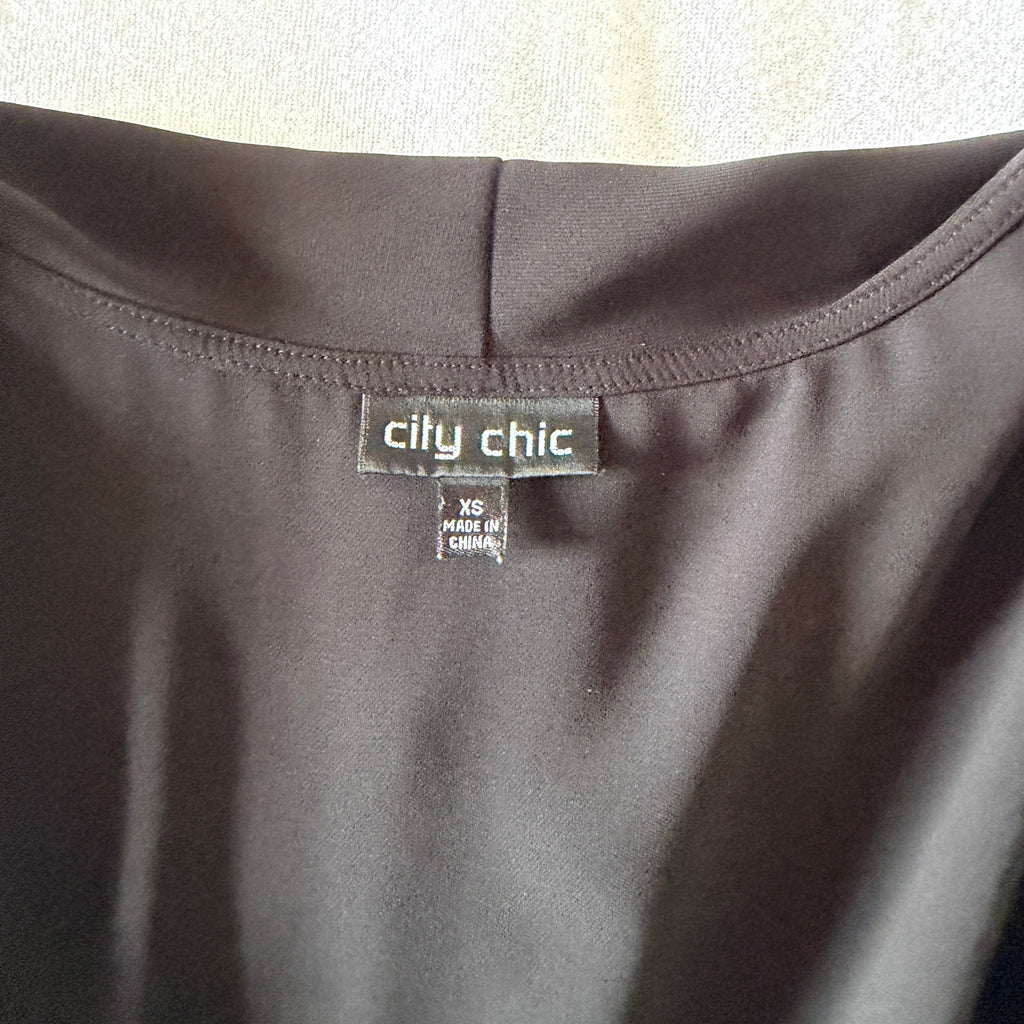 City Chic Black Polyester Chiffon Cardigan Size XS Waterfall Open Front Evening - Image 16