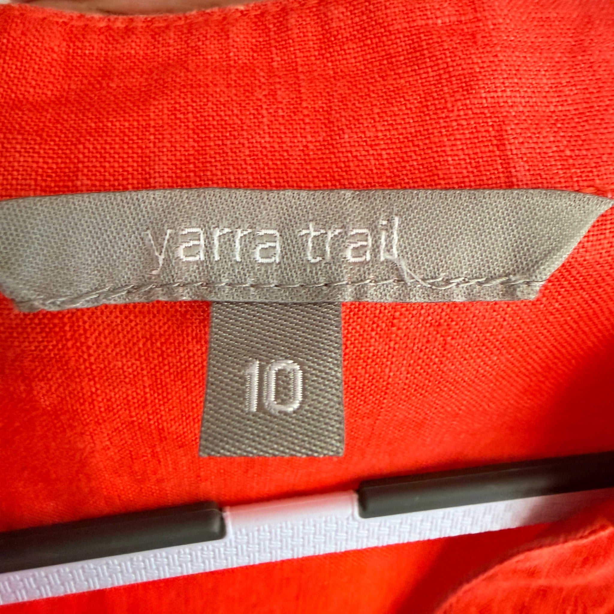 Yarra Trail Orange 100% Linen Button Up Shirt Size 10 Crochet Trim Casual - Image 5