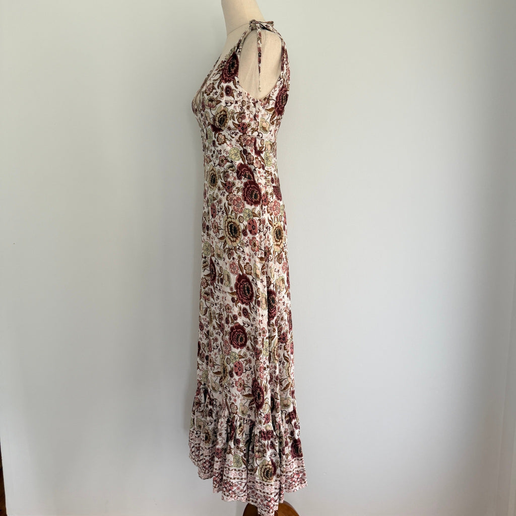 White Closet Womens Sz 8 Rayon Floral Maxi Dress Tie Shoulder Boho Summer - Image 10