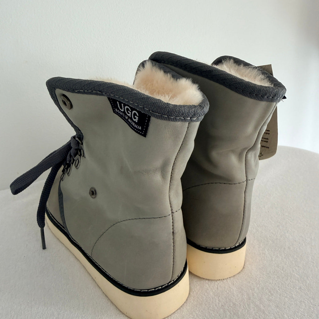UGG Boots of Australia Lace-Up Ankle Boots - Genuine Sheepskin Shearling Lined Grey - Image 18