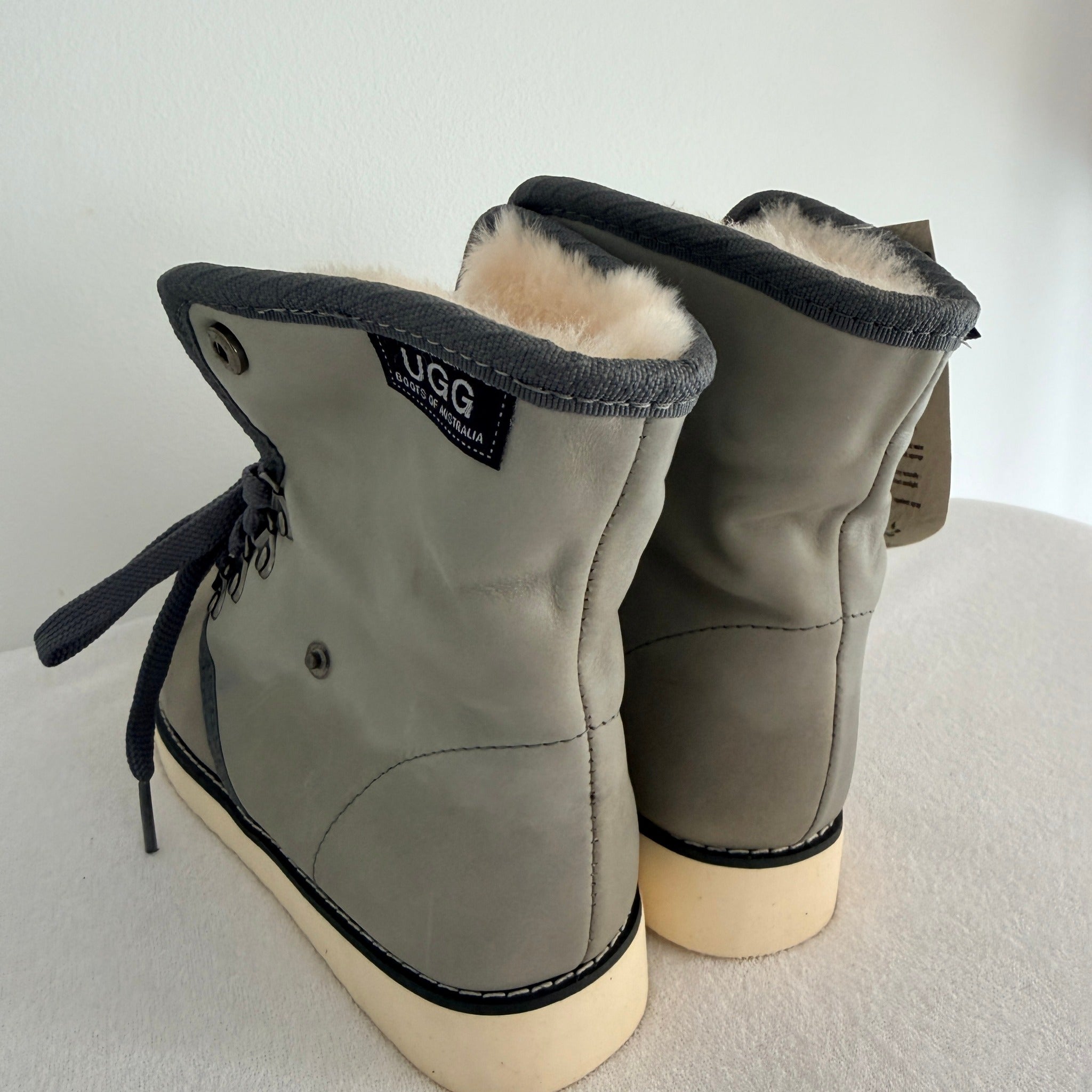 UGG Boots of Australia Lace-Up Ankle Boots - Genuine Sheepskin Shearling Lined Grey - Image 18