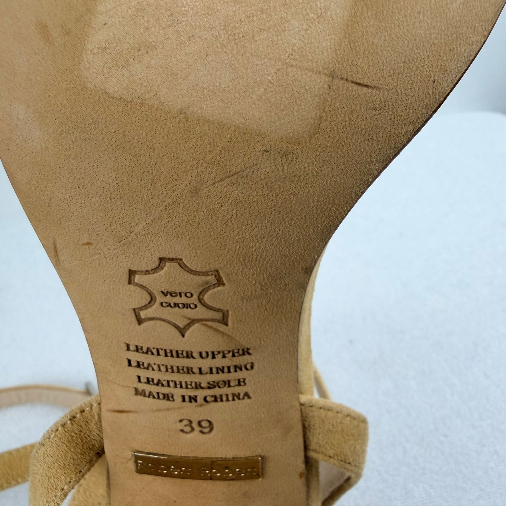 Robert Robert Tan Suede Ankle Wrap Block Heel Sandals Size 39 - Image 16