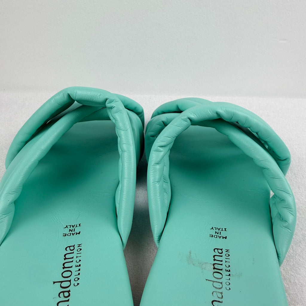 Primadonna Collection Sandals EU 38 Mint Green Leather Crossover Slide Italy - Image 4