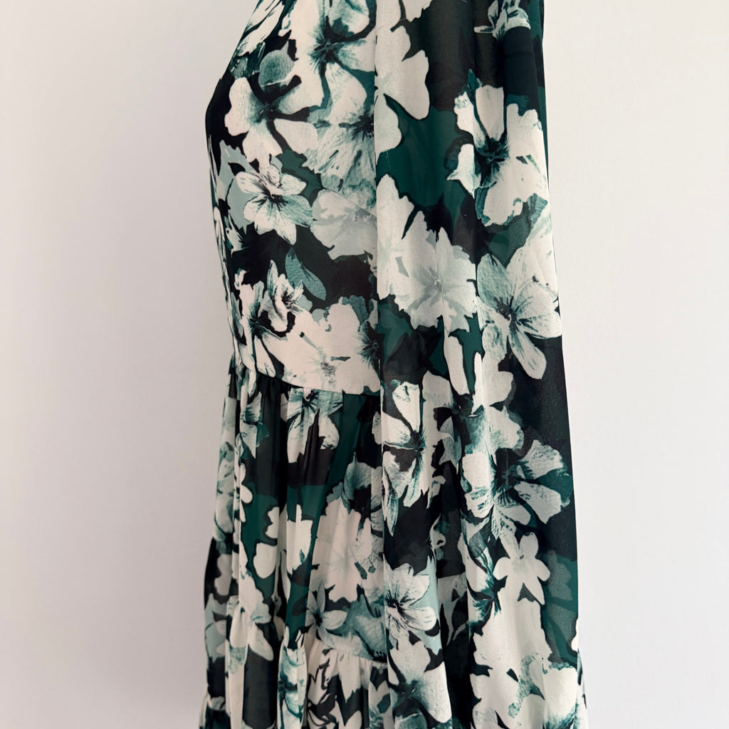 Dotti Floral Tiered Mini Dress - Green & White Size 10 - Image 17