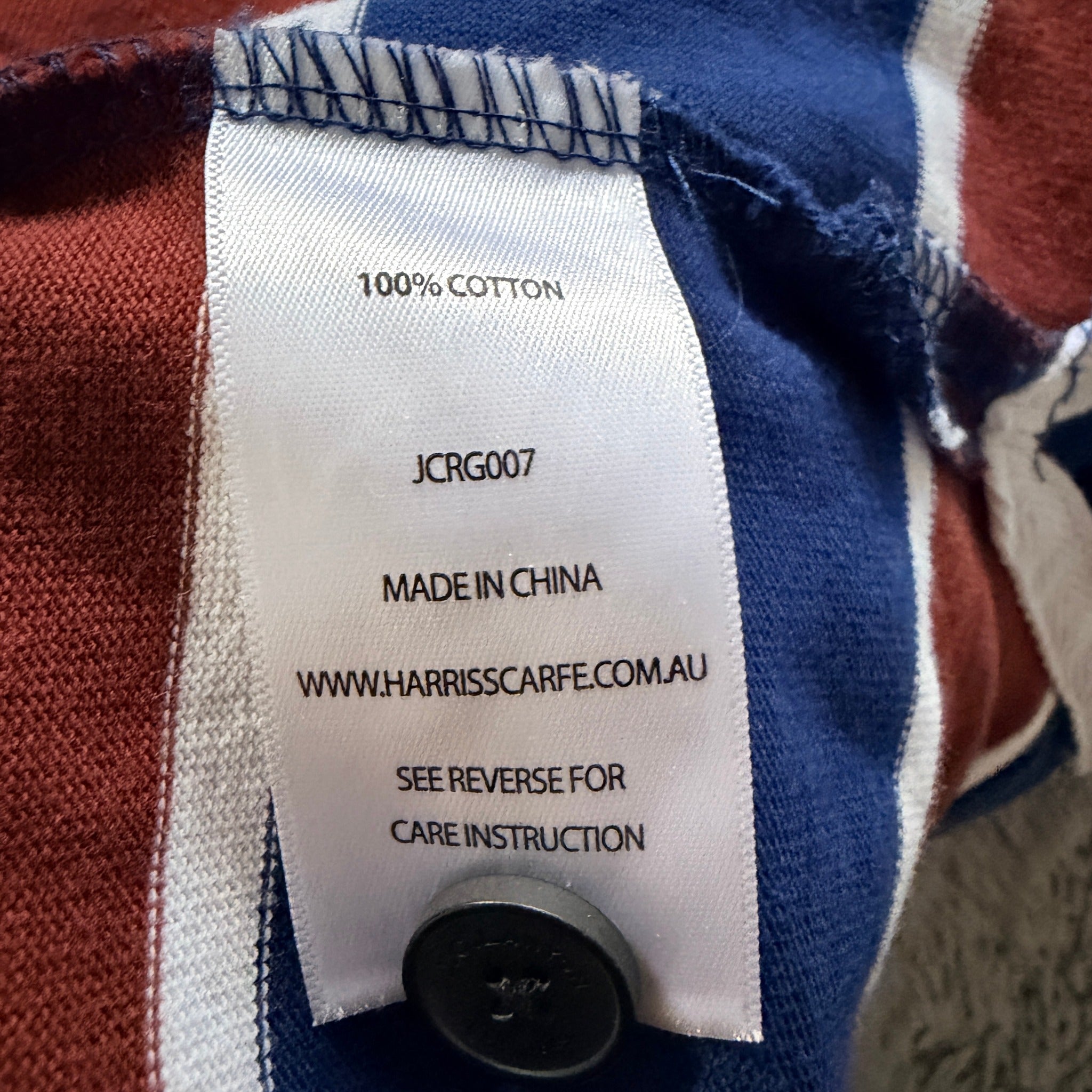 J.C. Lanyon Blue Red White Striped 100% Cotton Rugby Henley Shirt Size S Casual - Image 6