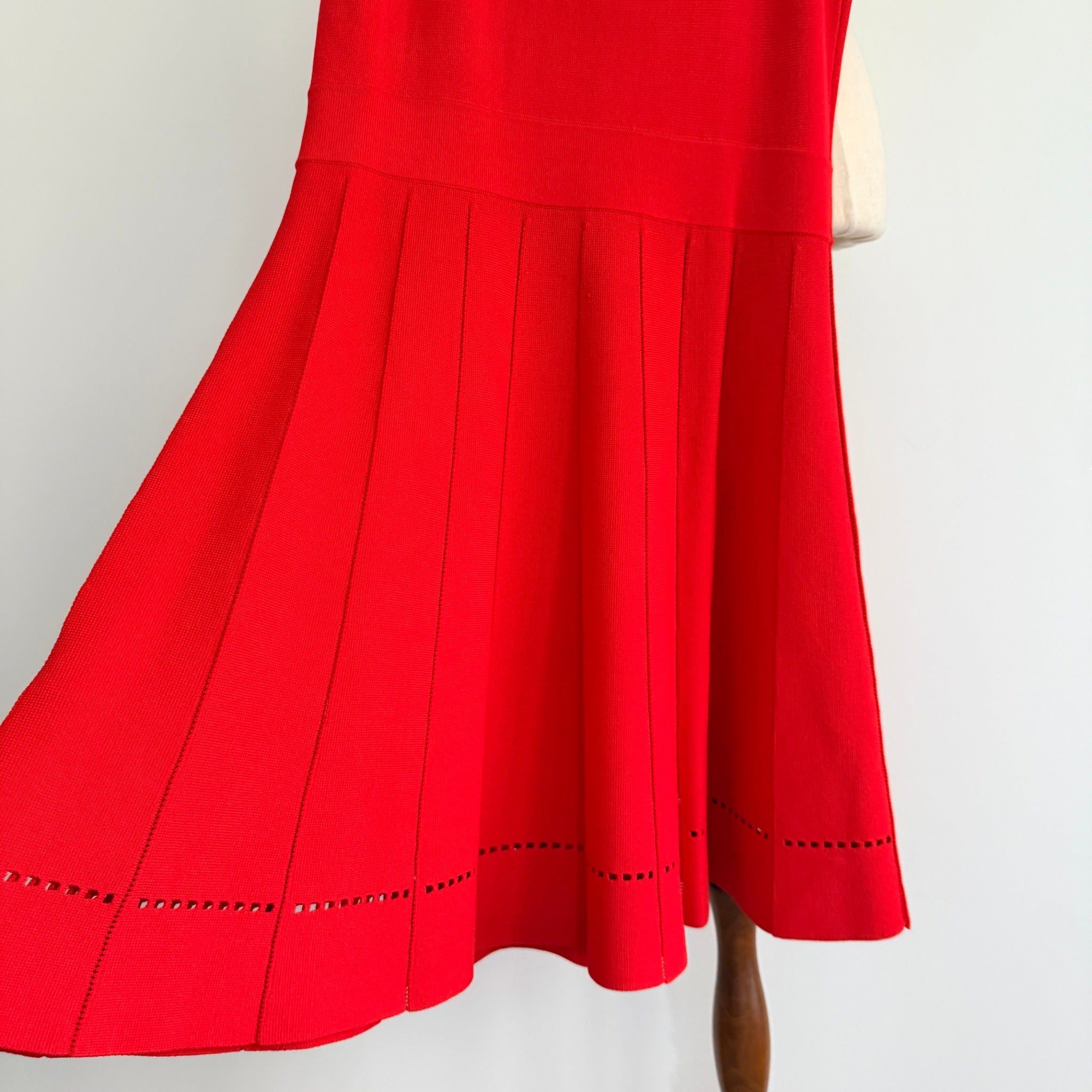 Red Knit Sleeveless Dress Textured Pleated Skirt Size XL NWT Casual - Image 15