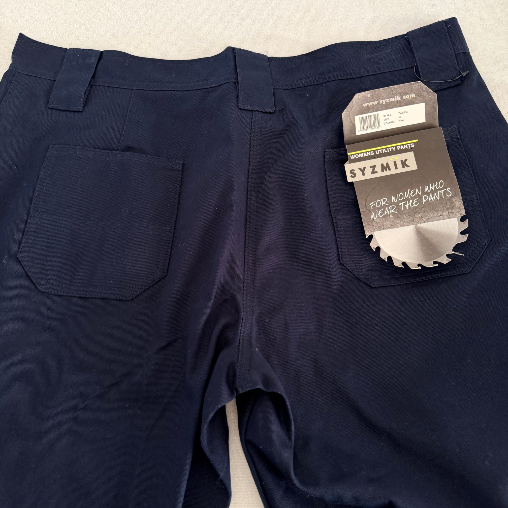 Syzmik Womens Navy Cotton Utility Cargo Pants Size 16 UPF50+ Workwear BNWT - Image 15