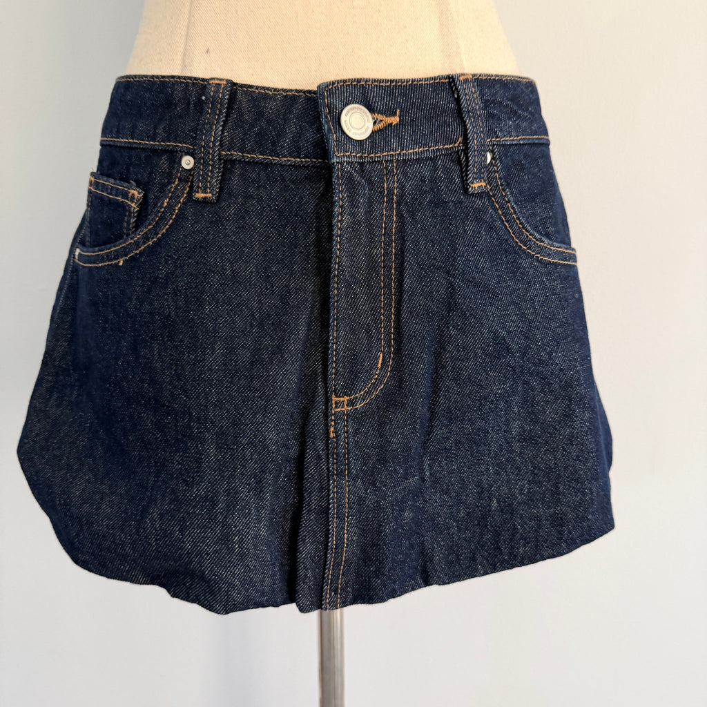 Cotton On Bubble Denim Skirt Dark Shutter Blue Cotton Size 26 Mini BNWT - Image 15