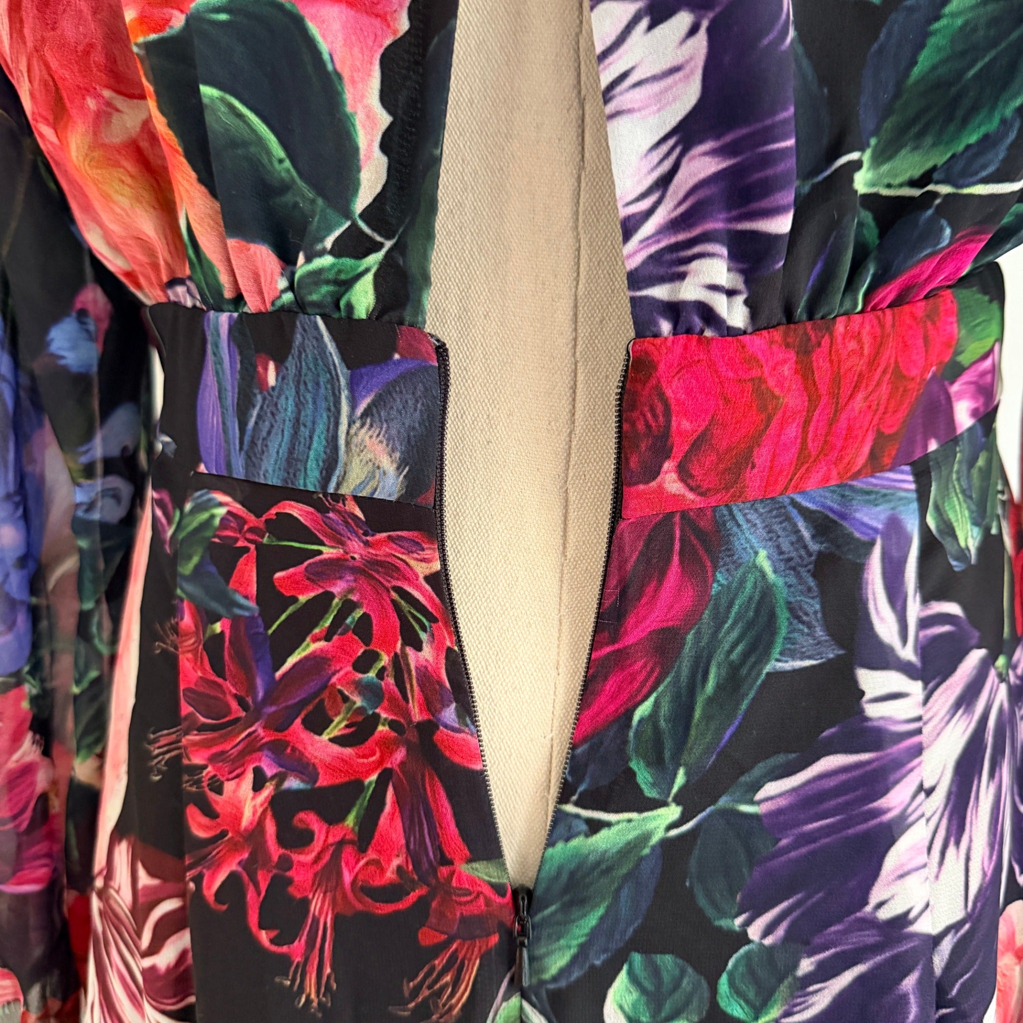 Sheike Floral Print Tie-Front Long Sleeve Mini Dress Size 8 - Image 21