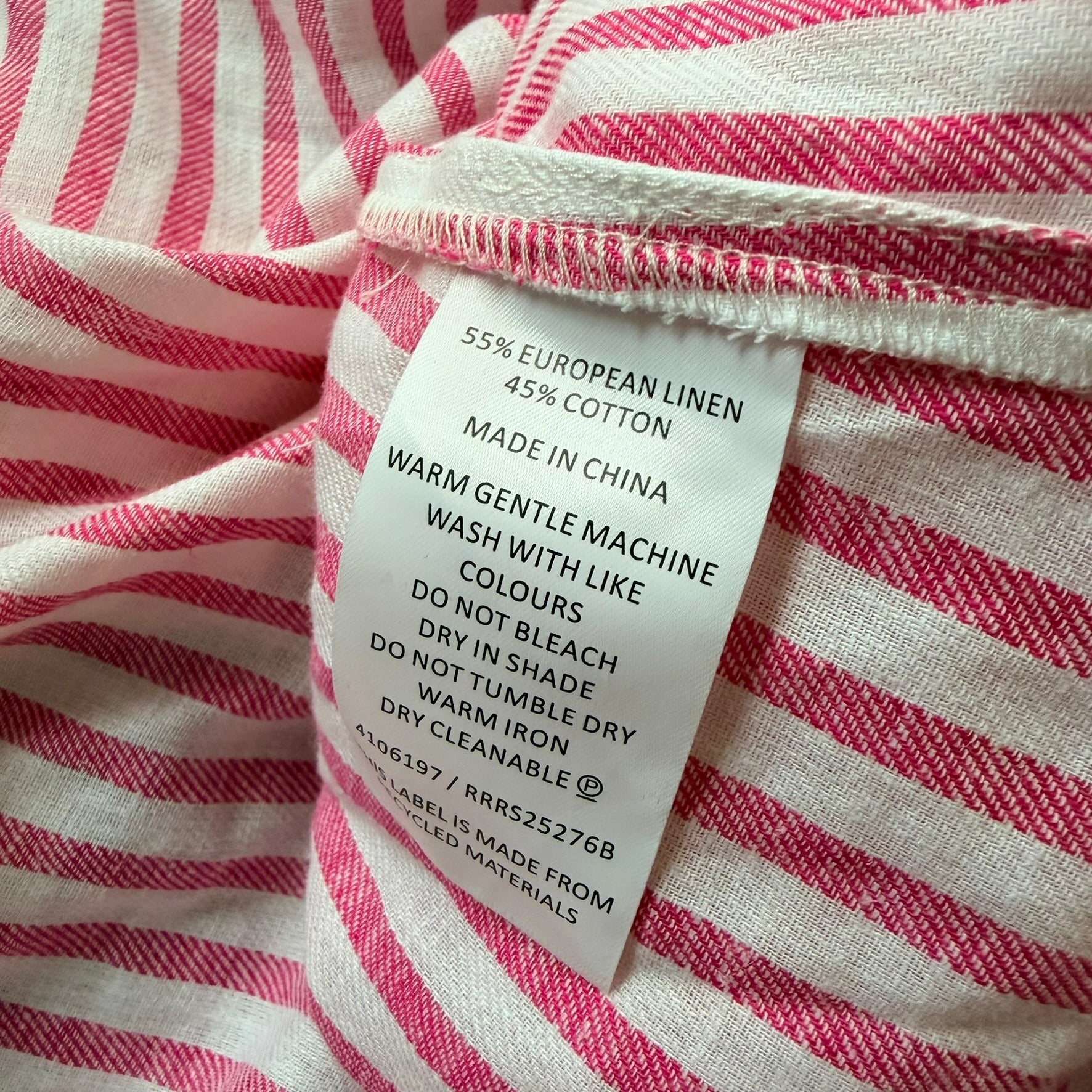 Regatta Sz 12 Red White Mixed Stripe Linen Cotton Button-Up Shirt Casual Resort - Image 16