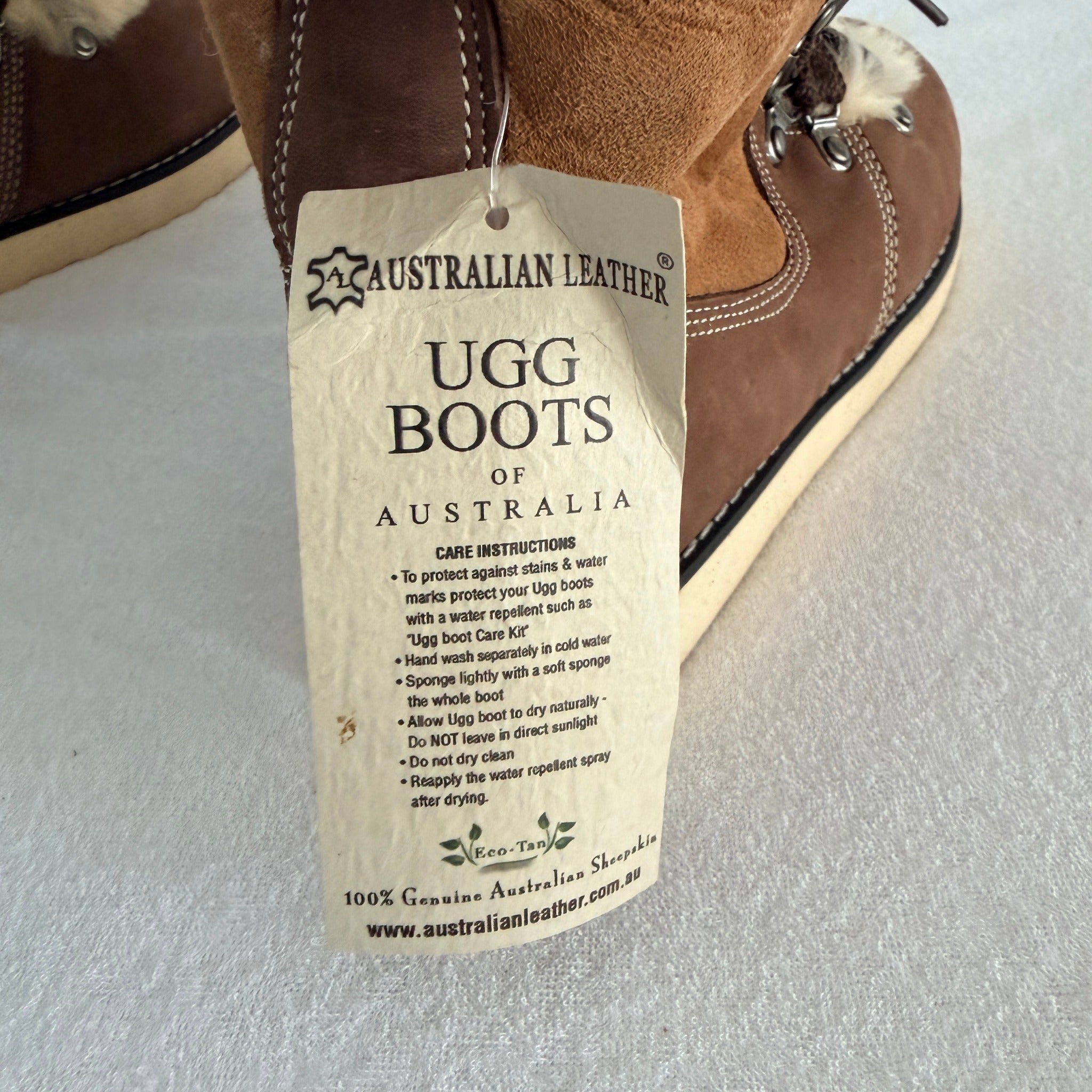 Ugg Boots Of Australia Lace-Up Boots Genuine Sheepskin Lined Brown Suede EU 36 - Image 9