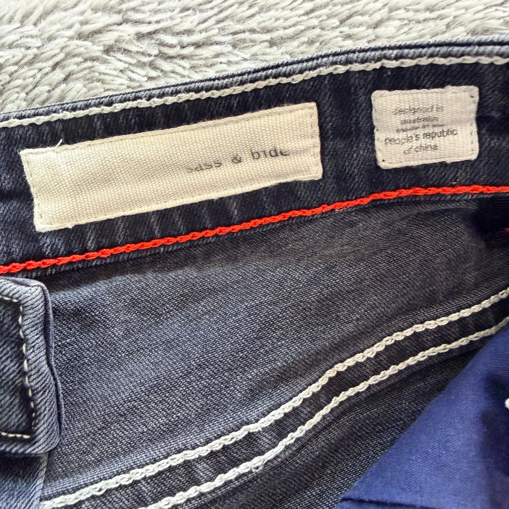 Sass & Bide Dark Wash Denim Jeans High-Rise Raw Hem Detail sz 27 - Image 7