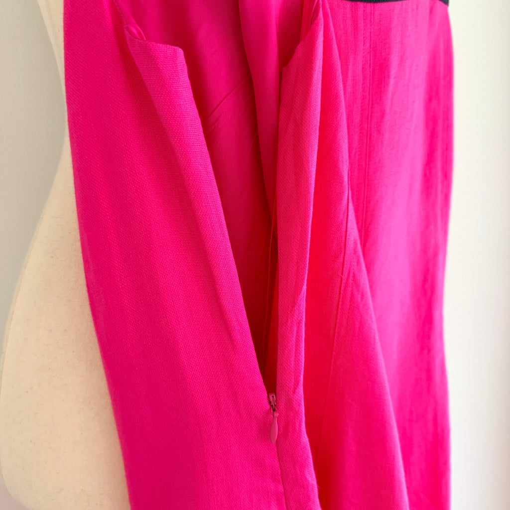 Lauren Ralph Lauren Colourblock Linen Dress Navy Pink Size 10 - Image 16