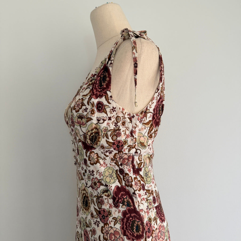 White Closet Womens Sz 8 Rayon Floral Maxi Dress Tie Shoulder Boho Summer - Image 13