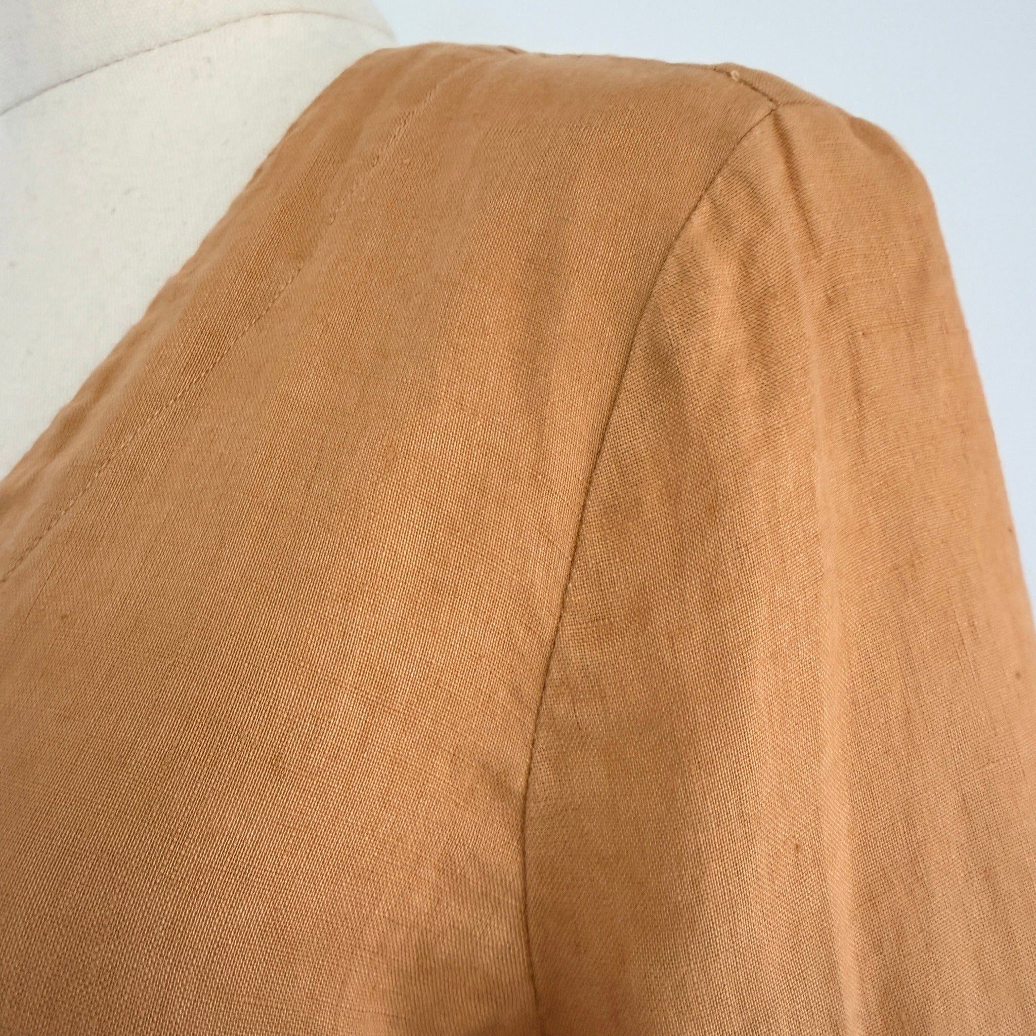 Sussan Linen Tunic Top Ochre V-Neck Button-Down Size 6 Relaxed Summer Casual - Image 8
