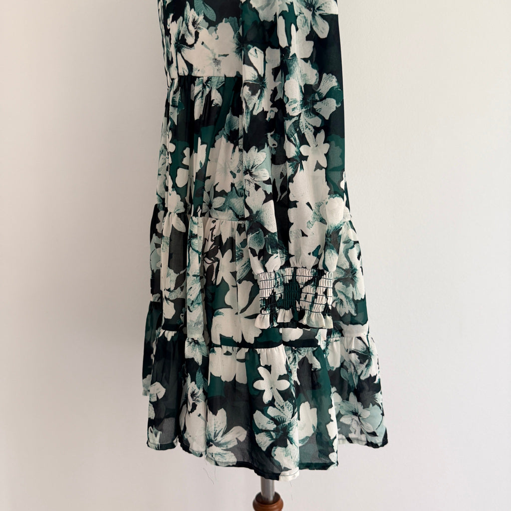 Dotti Floral Tiered Mini Dress - Green & White Size 10 - Image 18