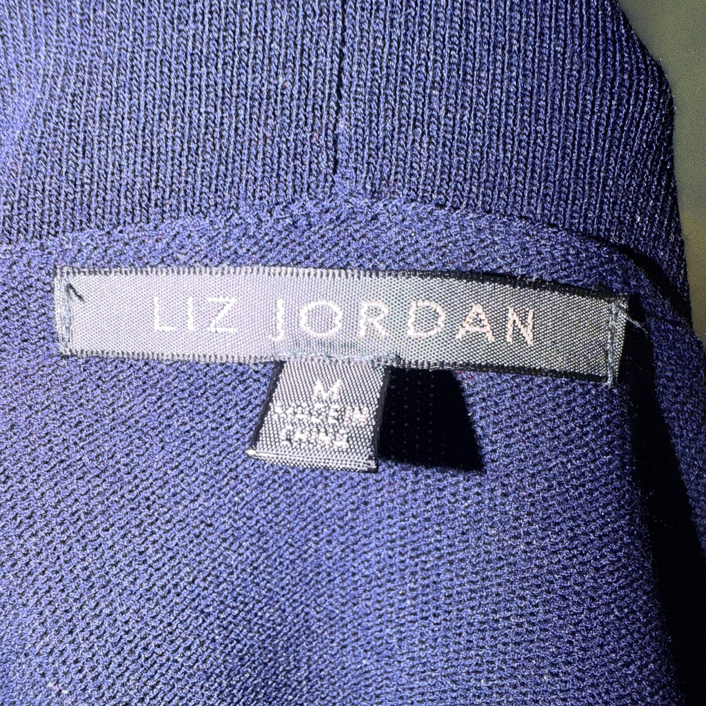 Liz Jordan Navy Viscose Nylon Knit Cardigan Size M Open Front Smart Casual - Image 5