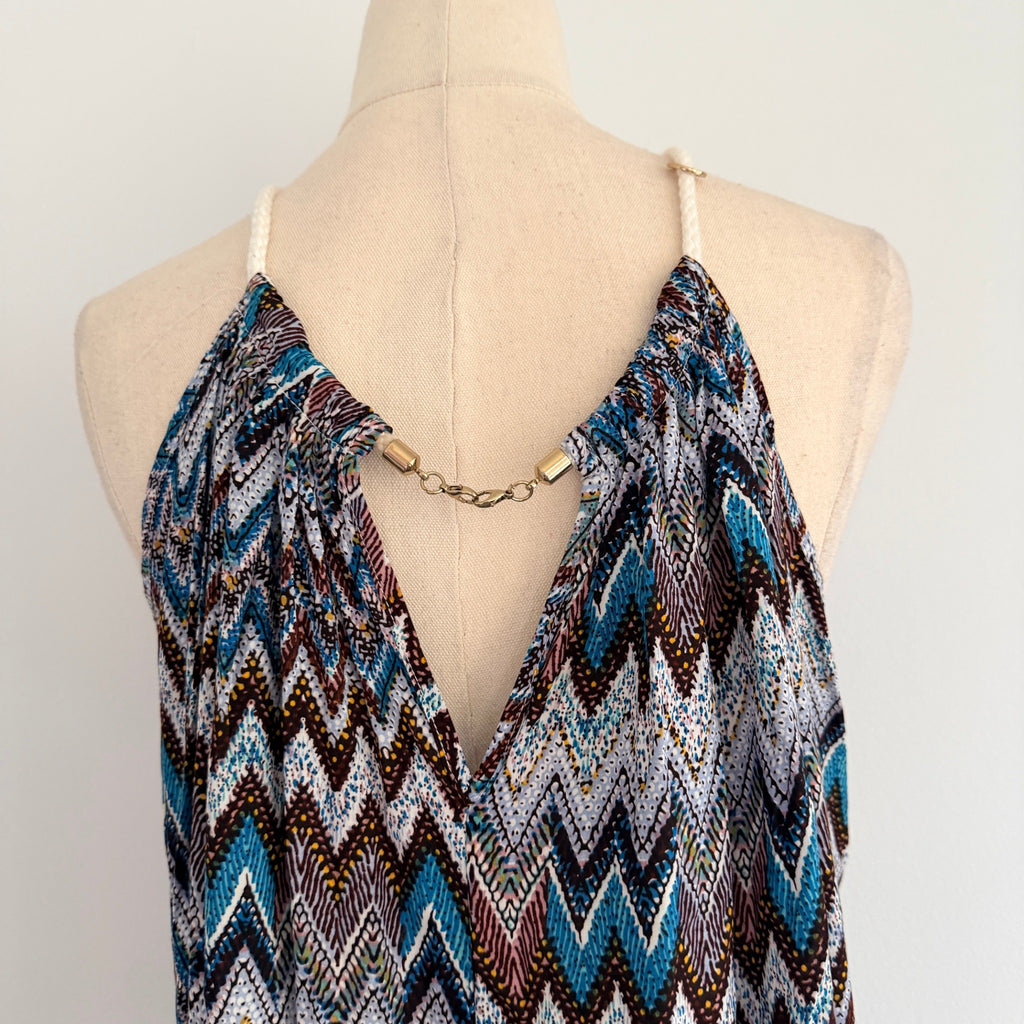 Caroline Morgan Multi Blue Chevron Print Maxi Dress With Gold Hardware - Image 5