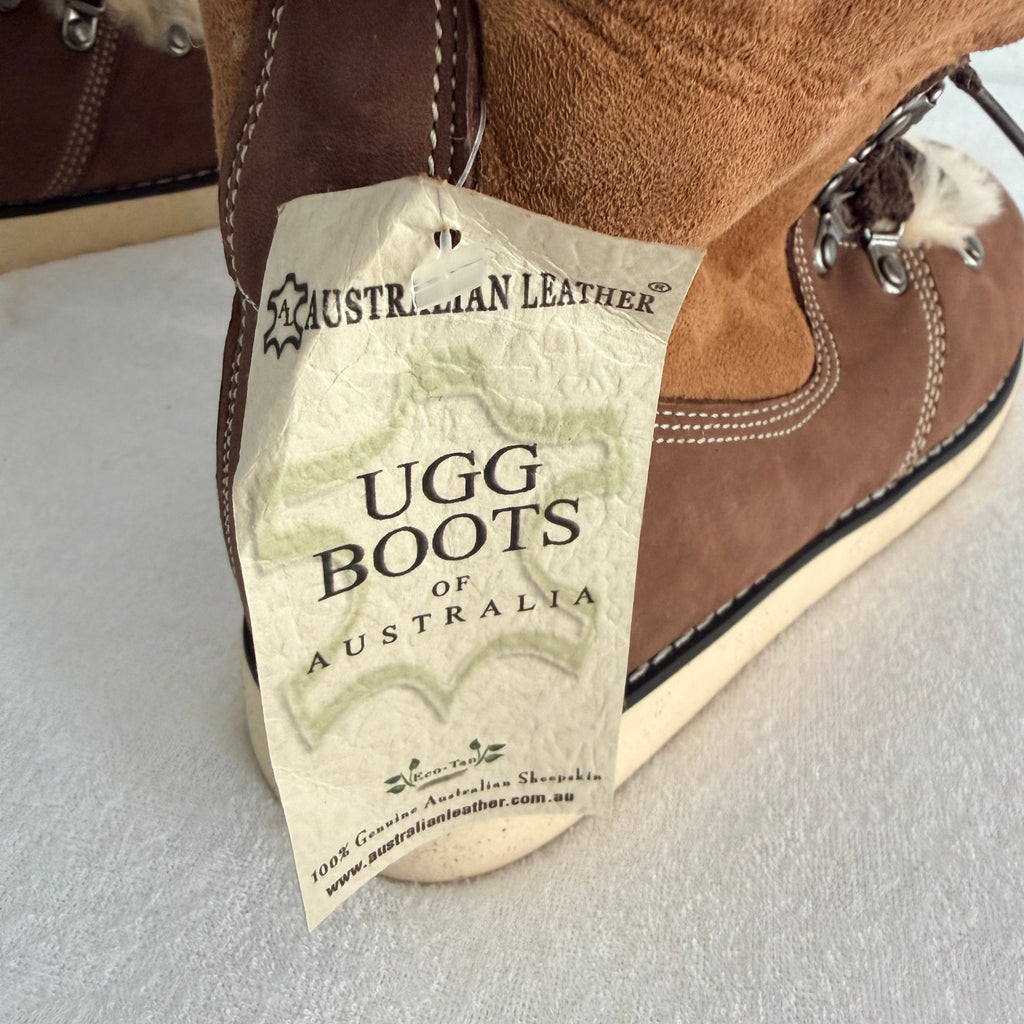Ugg Boots Of Australia Lace-Up Boots Genuine Sheepskin Lined Brown Suede EU 36 - Image 8