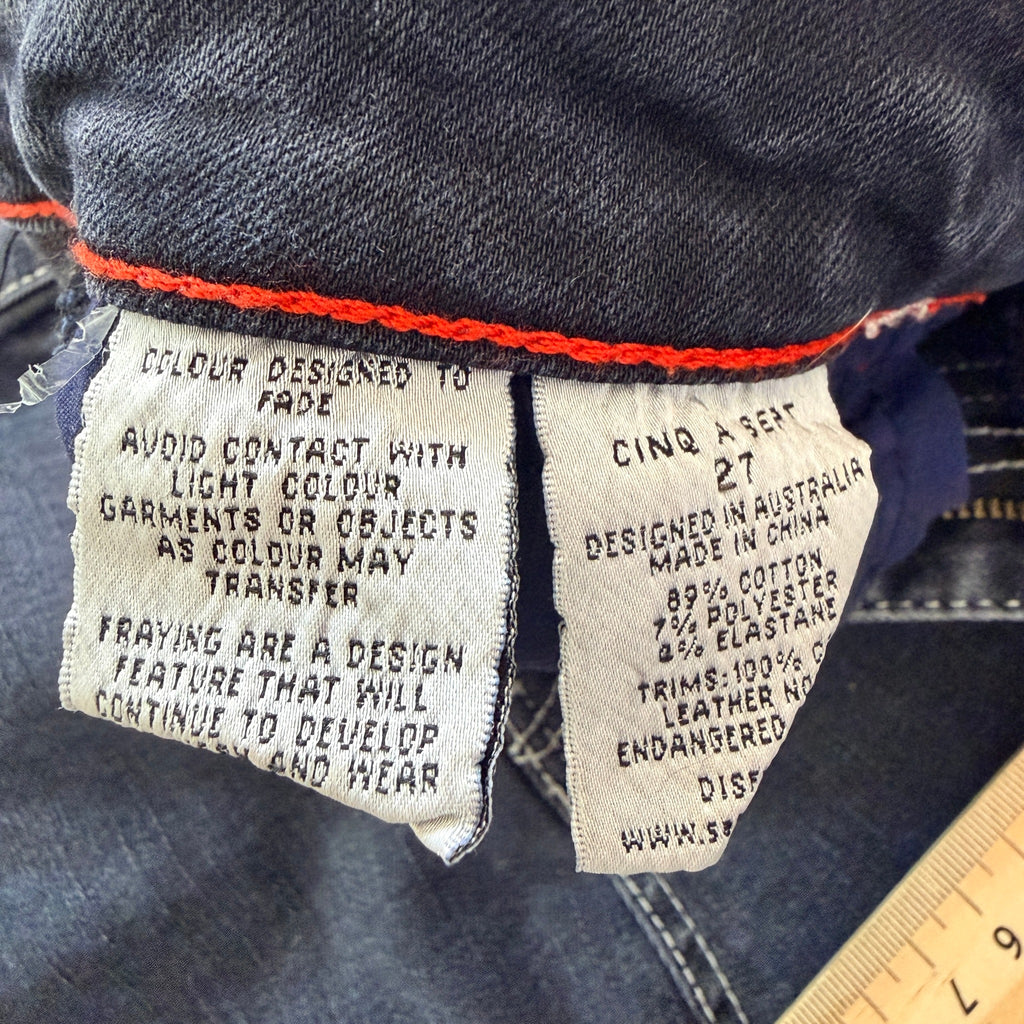 Sass & Bide Dark Wash Denim Jeans High-Rise Raw Hem Detail sz 27 - Image 17