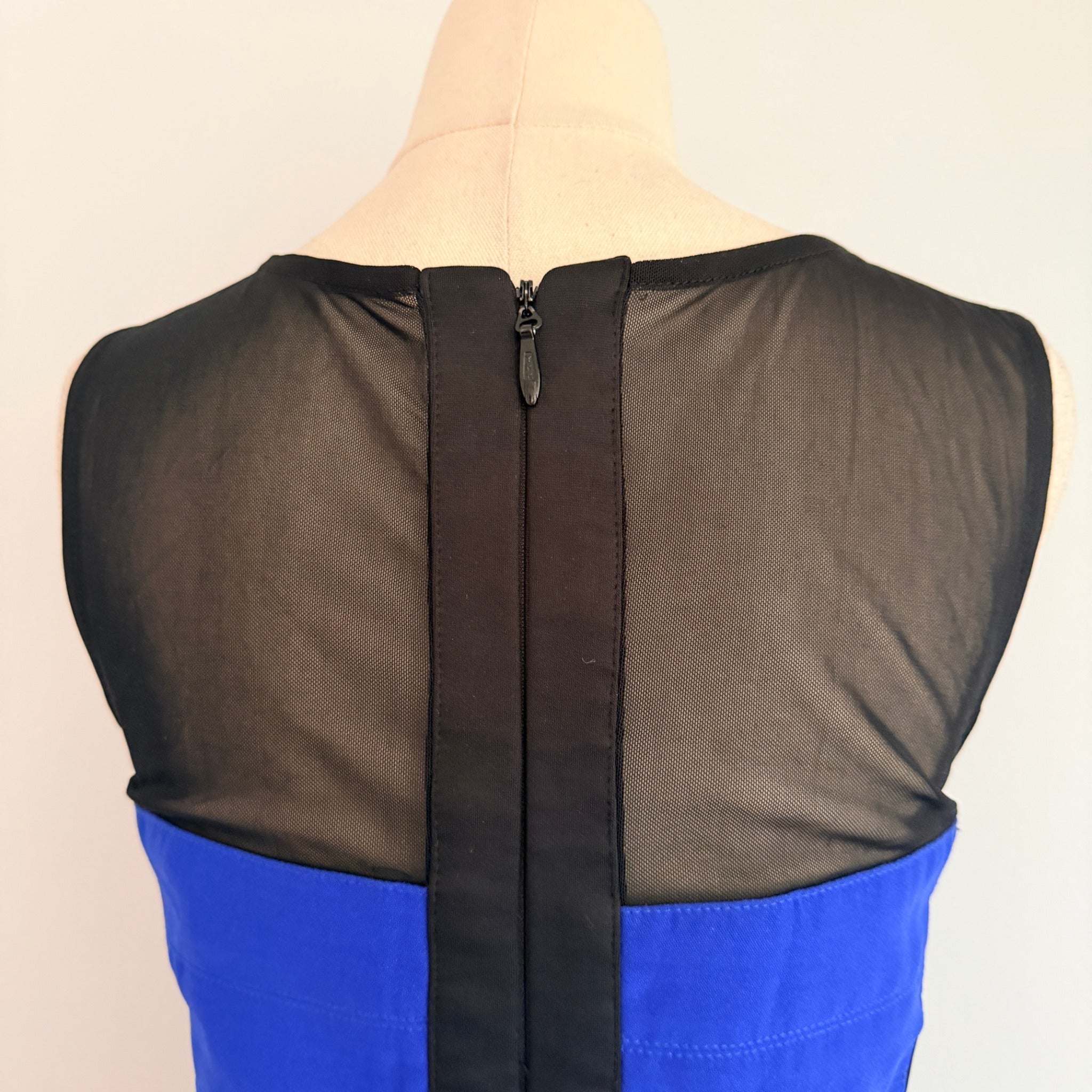 Bariano Australia Blue Black Polyester Mesh Colorblock Maxi Gown Sz 8 Formal - Image 12