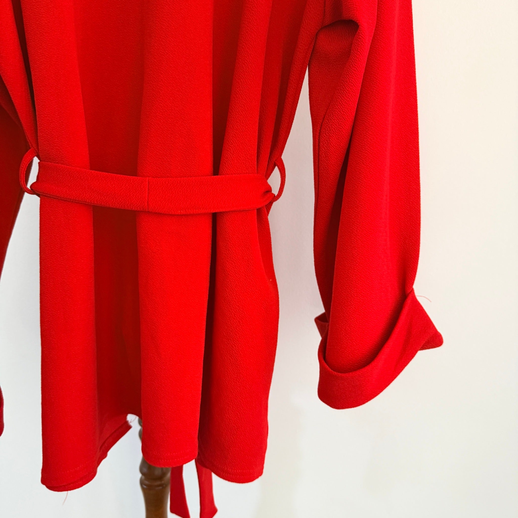 PrettyLittleThing Red Kimono Wrap Jacket Top Sz 20 V-Neck Party Evening - Image 19