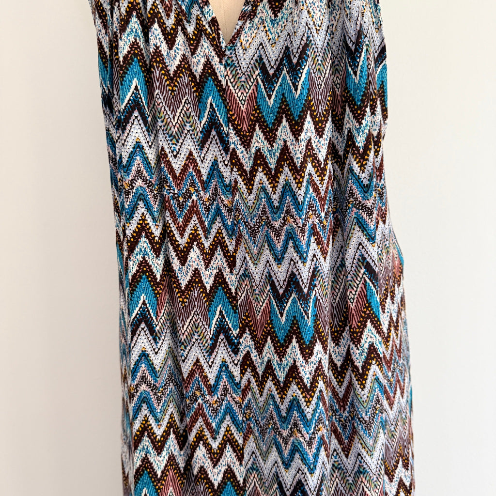 Caroline Morgan Multi Blue Chevron Print Maxi Dress With Gold Hardware - Image 18