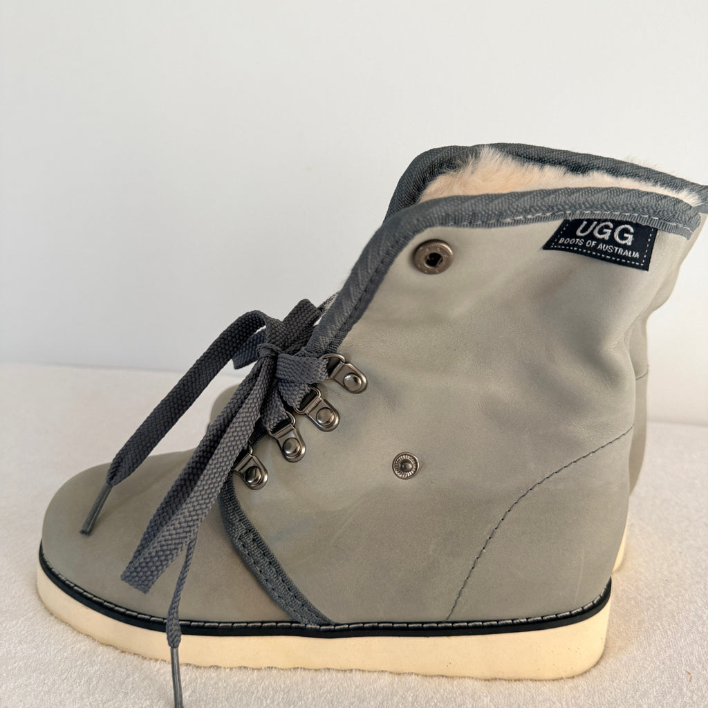 UGG Boots of Australia Lace-Up Ankle Boots - Genuine Sheepskin Shearling Lined Grey - Image 19