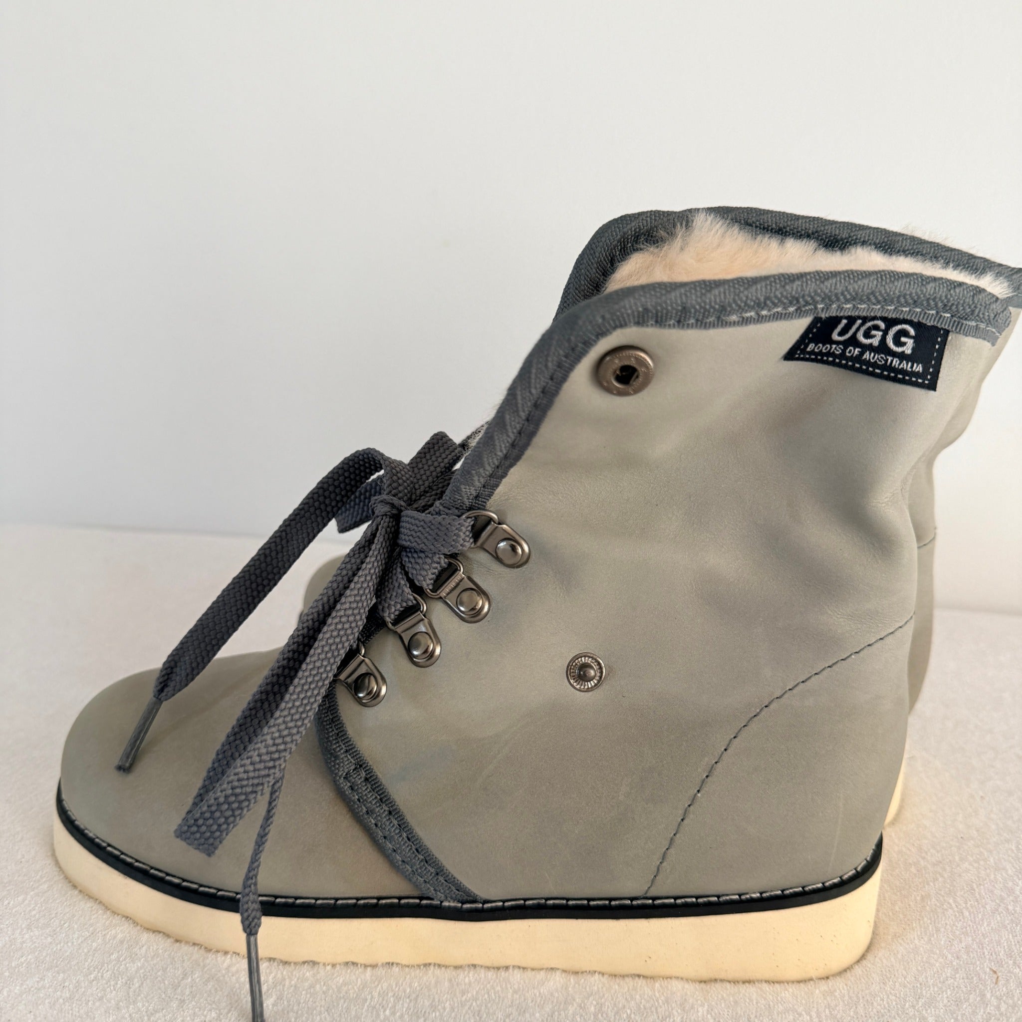 UGG Boots of Australia Lace-Up Ankle Boots - Genuine Sheepskin Shearling Lined Grey - Image 19