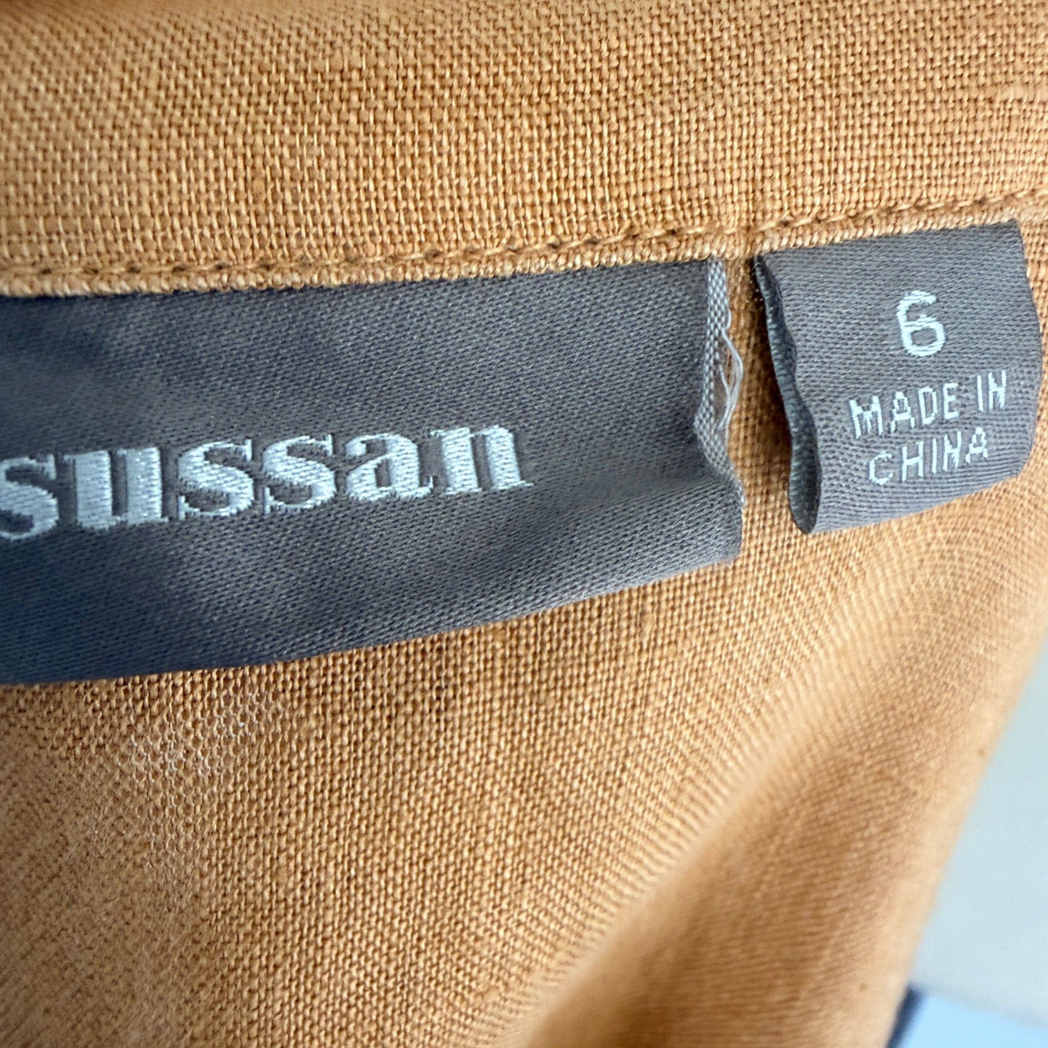 Sussan Linen Tunic Top Ochre V-Neck Button-Down Size 6 Relaxed Summer Casual - Image 6