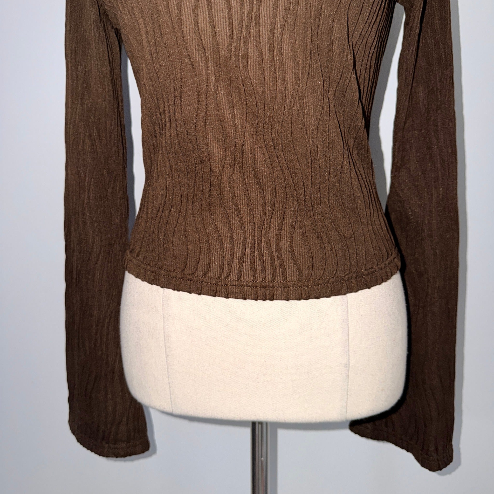 Dazie Womens Brown Polyester Elastane Long Sleeve Textured Top Size 6 Casual - Image 17
