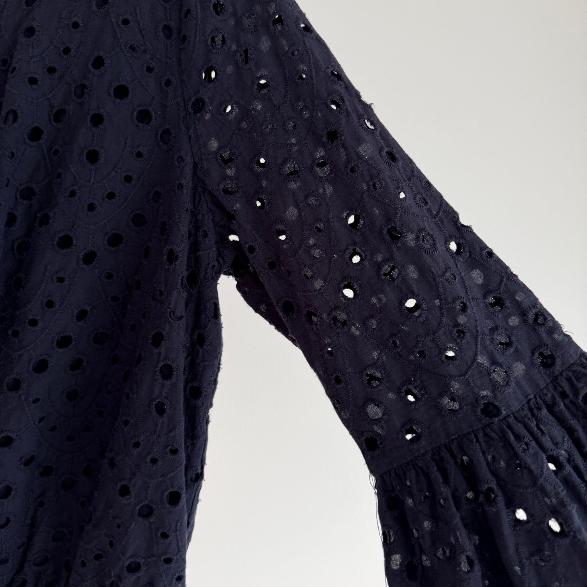 Seed Heritage Black Cotton Eyelet Playsuit Sz 10 Tie-Front Bell Sleeve Summer - Image 19