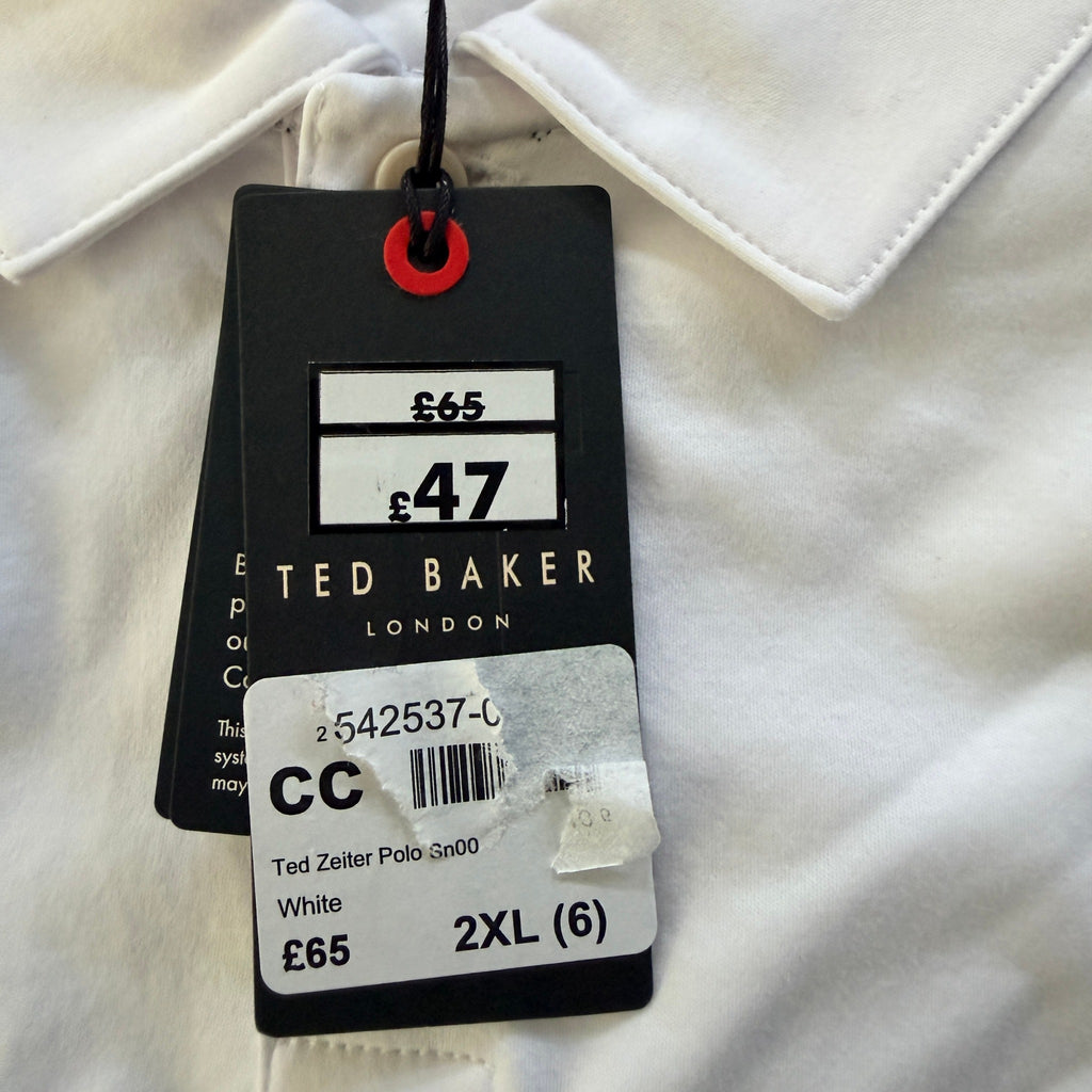 Ted Baker Zeiter Polo Shirt White Cotton Slim Fit Size 6 2XL Smart Casual BNWT - Image 6