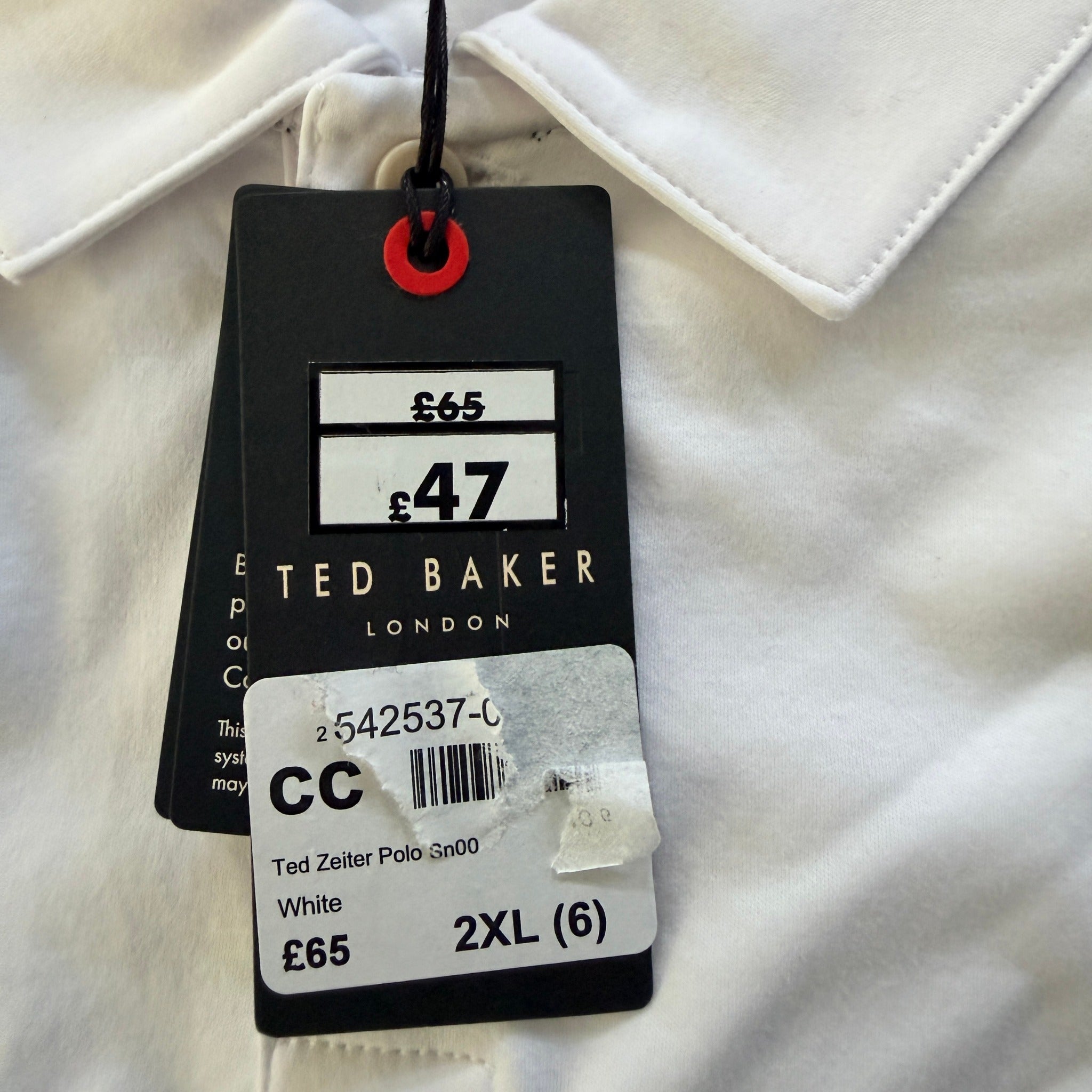 Ted Baker Zeiter Polo Shirt White Cotton Slim Fit Size 6 2XL Smart Casual BNWT - Image 6