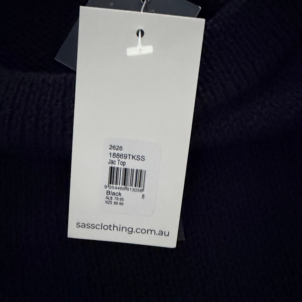 Sass Black Polyester Ribbed Knit Tank Top Sz 8 Boat Neck Casual BNWT - Image 18