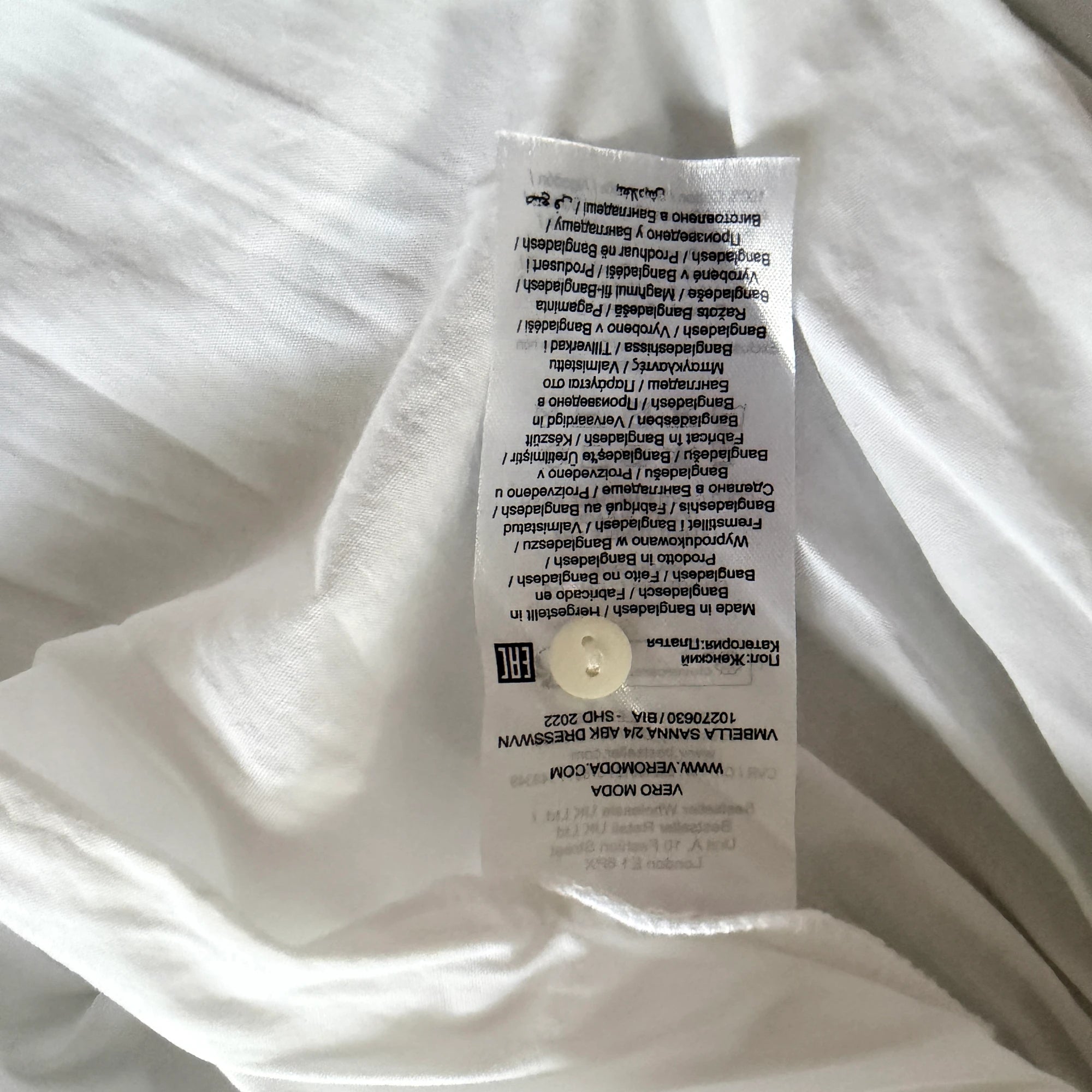 Vero Moda White Cotton Midi Dress Puff Sleeve Tie Waist Size M Casual BNWT - Image 15
