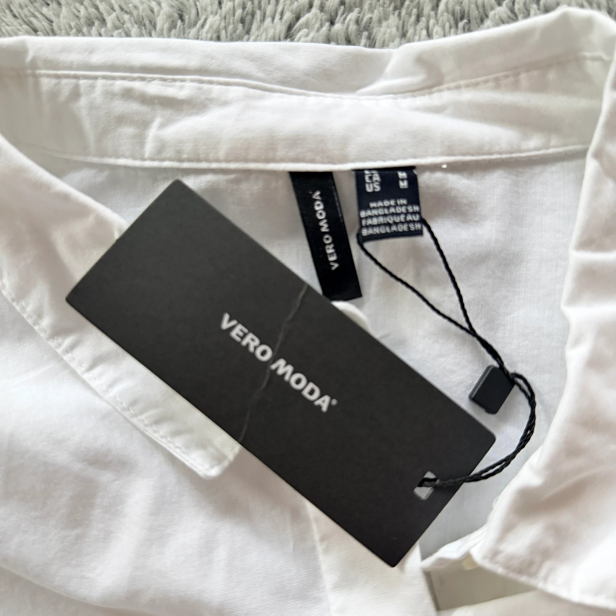 Vero Moda White Cotton Midi Dress Puff Sleeve Tie Waist Size M Casual BNWT - Image 8