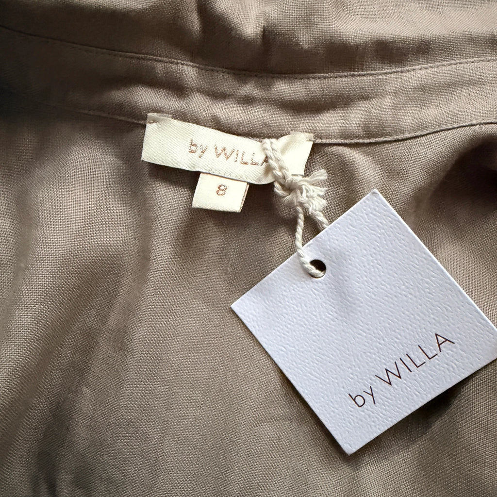 by WILLA Tan Long Sleeve Shirt Dress Belted Midi Size 8 Workwear BNWT - Image 5