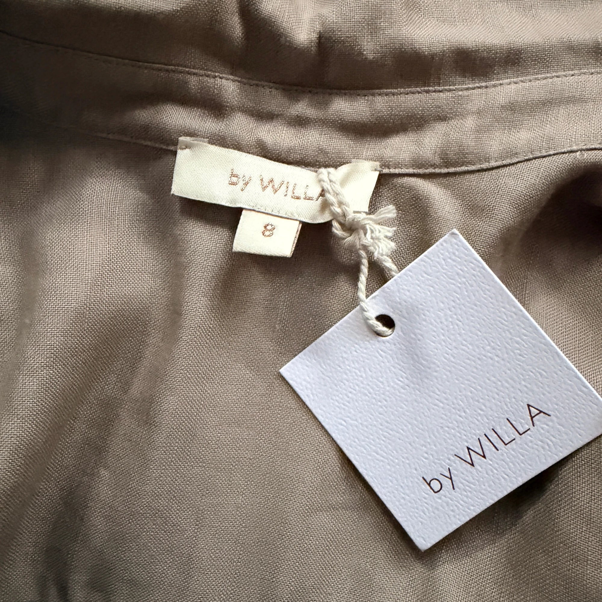by WILLA Tan Long Sleeve Shirt Dress Belted Midi Size 8 Workwear BNWT - Image 5