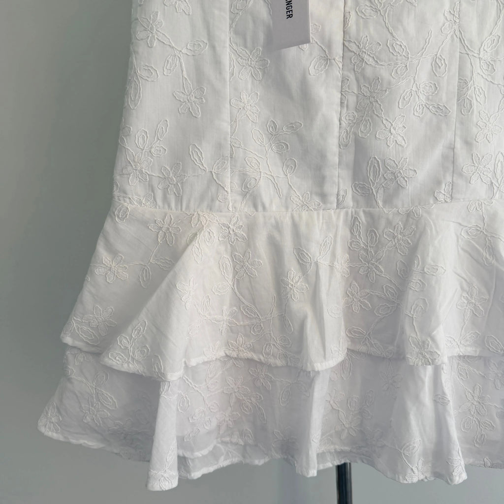 Perfect Stranger White Cotton Mini Dress Strapless Tiered Ruffle Size 12 Party BNWT - Image 12