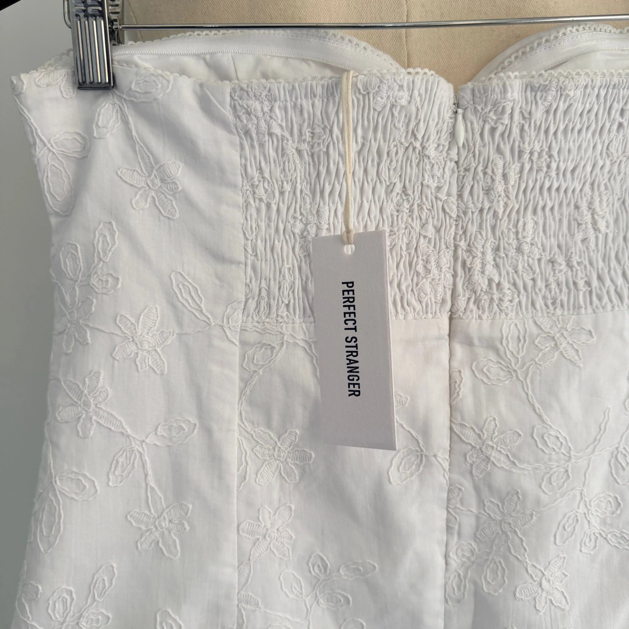Perfect Stranger White Cotton Mini Dress Strapless Tiered Ruffle Size 12 Party BNWT - Image 13