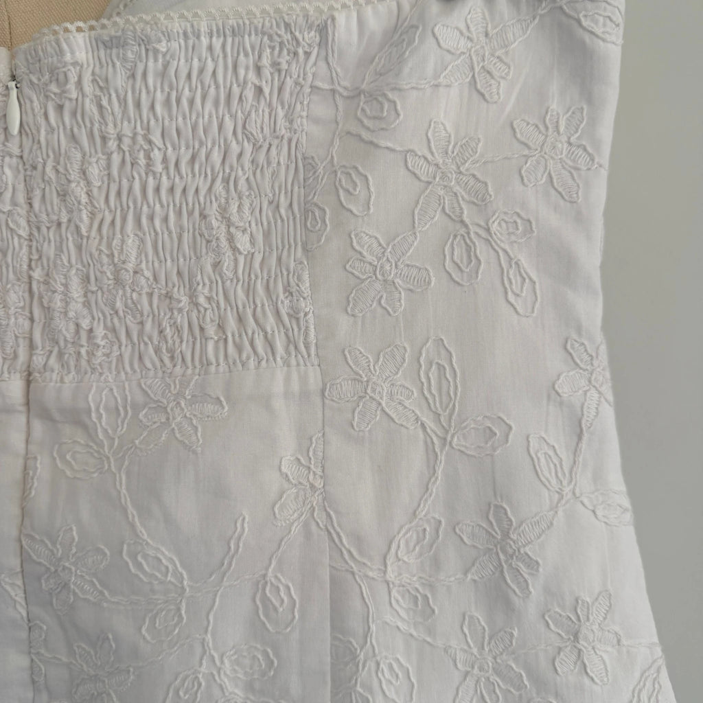 Perfect Stranger White Cotton Mini Dress Strapless Tiered Ruffle Size 12 Party BNWT - Image 15