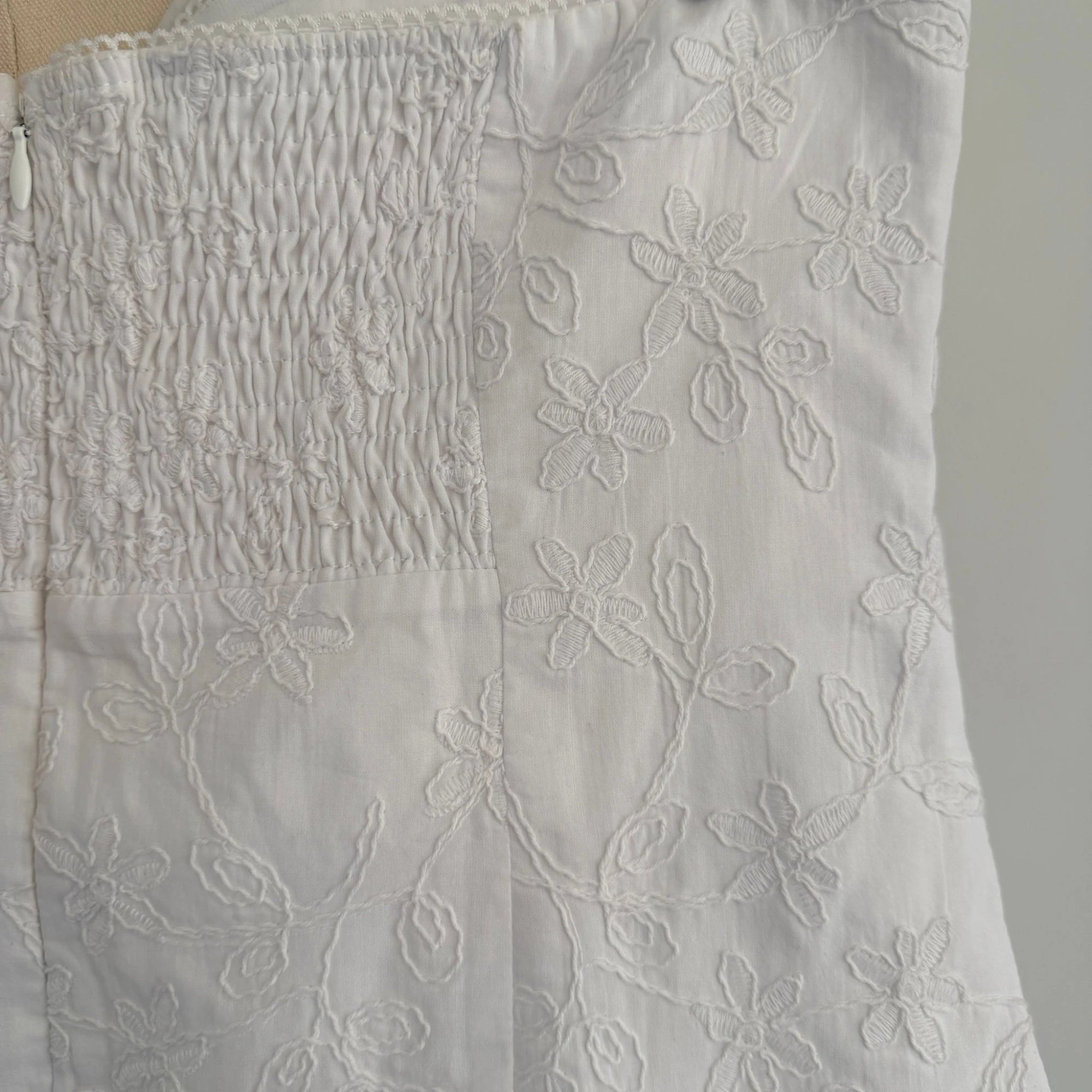 Perfect Stranger White Cotton Mini Dress Strapless Tiered Ruffle Size 12 Party BNWT - Image 15