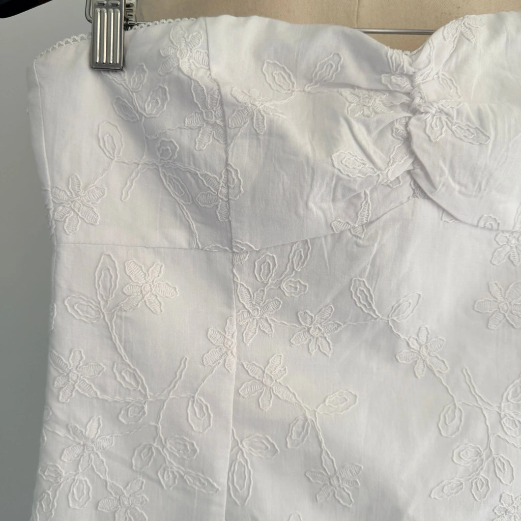 Perfect Stranger White Cotton Mini Dress Strapless Tiered Ruffle Size 12 Party BNWT - Image 16